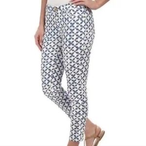 Michael Kors Skinny White Blue Ankle Pants